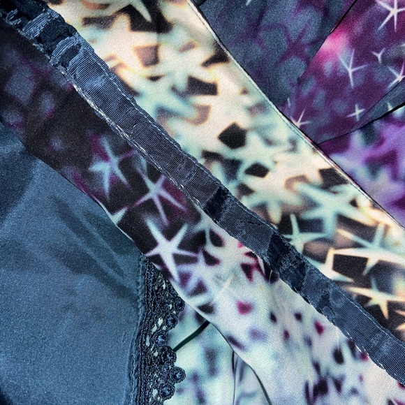 Leifsdottir Anthropologie Supernova Star Tie Dye Galaxy Silk Ruffle Pocket Dress - Picture 9 of 11